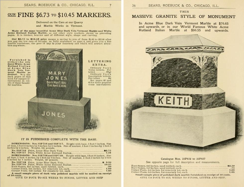 Tombstone cost in 1902